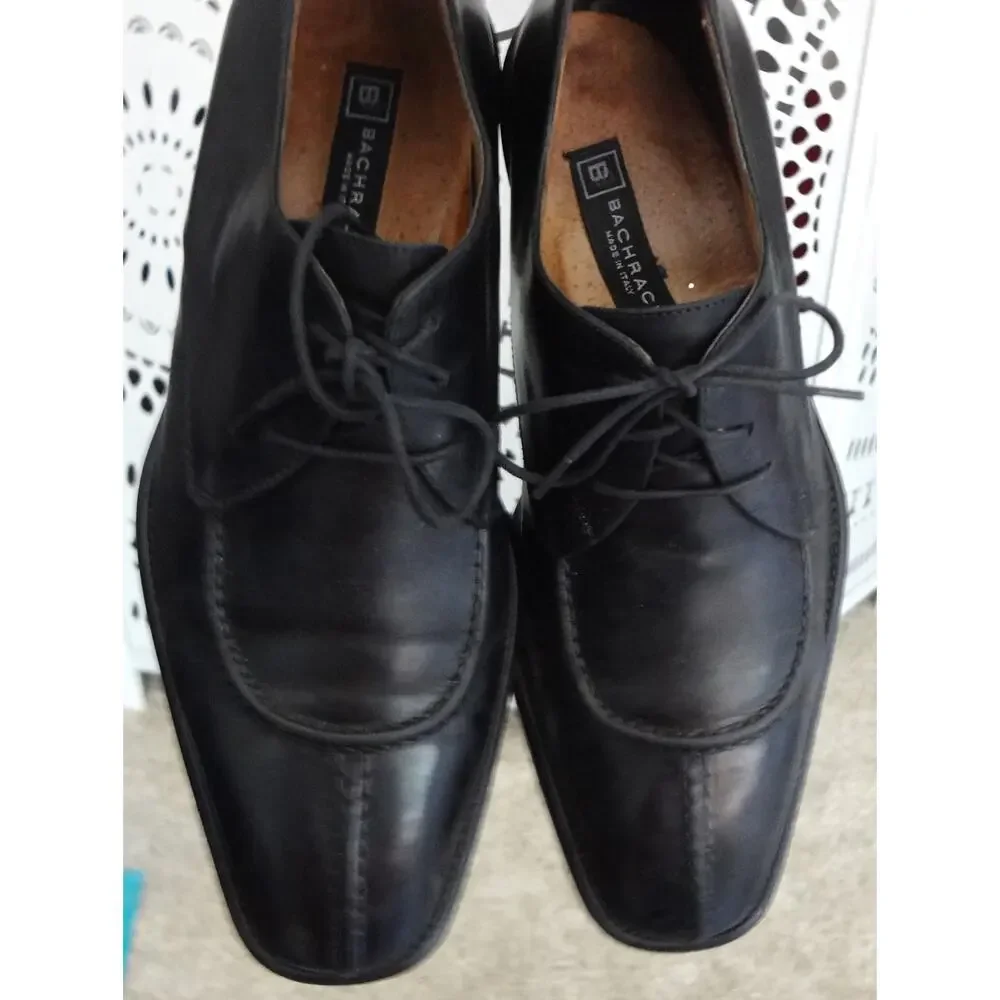 Bachrach Split Toe Black Calf Leather Oxford Derby Dress Shoe ITALY Mens 8